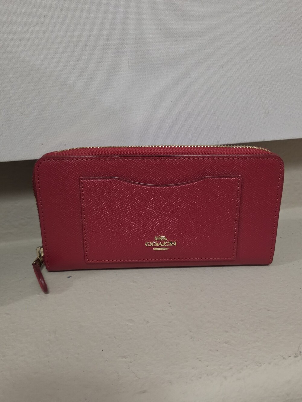 Coach Red Zip Around Wallet with Exterior Card Pocket